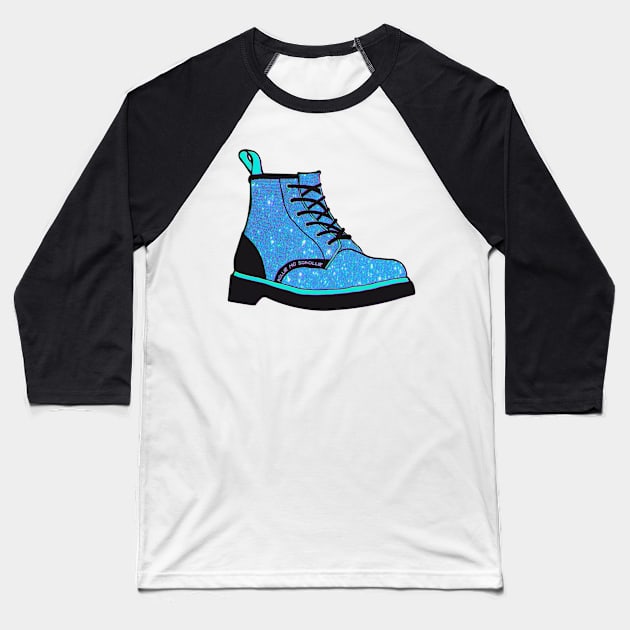 Glittery Sparkly Blue Boot Baseball T-Shirt by ROLLIE MC SCROLLIE